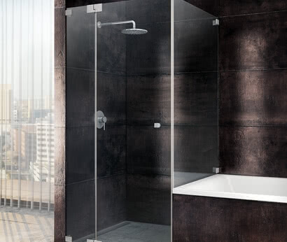 Omega shower, side access, with bathtub connection