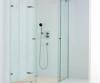 Onyx shower, side access model with half-open door