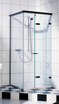 Onyx shower with open, foldable door