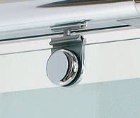 Onyx Shower, detail view of top hinge