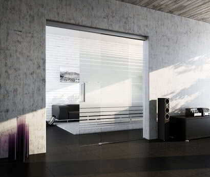 Sliding door Motion 700 Plus lintel-mounted with motif Frankfurt