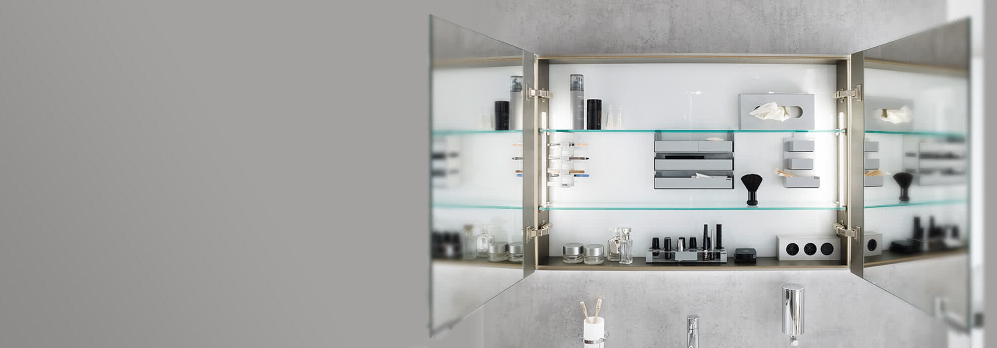 Accessories for mirror cabinets and bathroom furniture