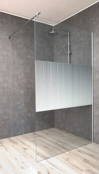 Walk-in Dusche ColorStar mit Motiv Raindrops, außen