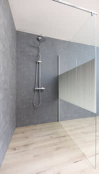 Walk-in Dusche ColorStar mit Motiv Raindrops, innen