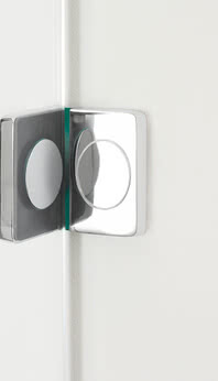 Hinge flush with the glass on the inside