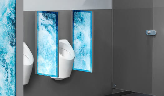 Urinal partition with LED