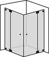 Four-sided shower corner entry with two fixed parts
