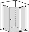 Five-sided shower front entry with two fixed parts 
