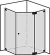 Five-sided shower front entry with two fixed parts