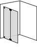 Hinged glass panel frameless