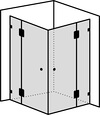 Four-sided shower corner entry with two fixed parts