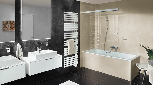 The Tansa glass shower from SPRINZ can also be ordered as a bathtub solution.