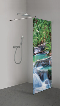 Glasdusche Inloop Color Series mit Motiv Wasserfall Thailand (6008)