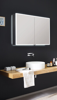 SPRINZ Spiegelschrank Pure-Line 2-Türer beleuchtet mit mit optionaler Rückwandbeleuchtung