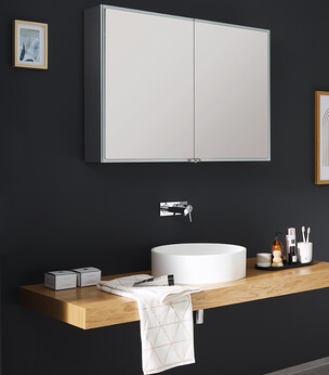 SPRINZ Spiegelschrank Pure-Line 2-Türer in Alu matt